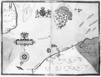 Karte Nr. 10, die Route der Armada-Flotte zeigend, graviert von Augustine Ryther, 1588